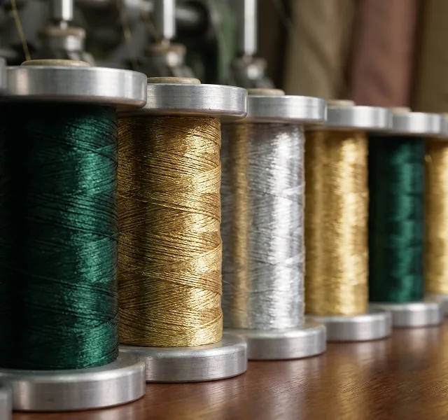 Bobines de soie brute et fils Skalli Horr — la palette de l'atelier
