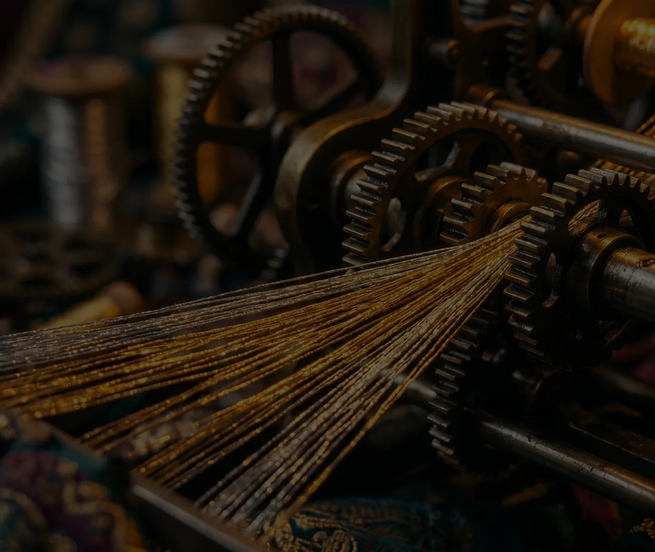 Métier à tisser ancestral — fils d'or et rouages de l'atelier de Fès
